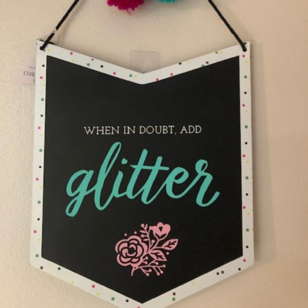 Cute Chalkboard Banner with Pom Poms!